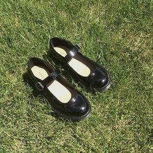 Black Faux Mary Jane Oxford Flat WW